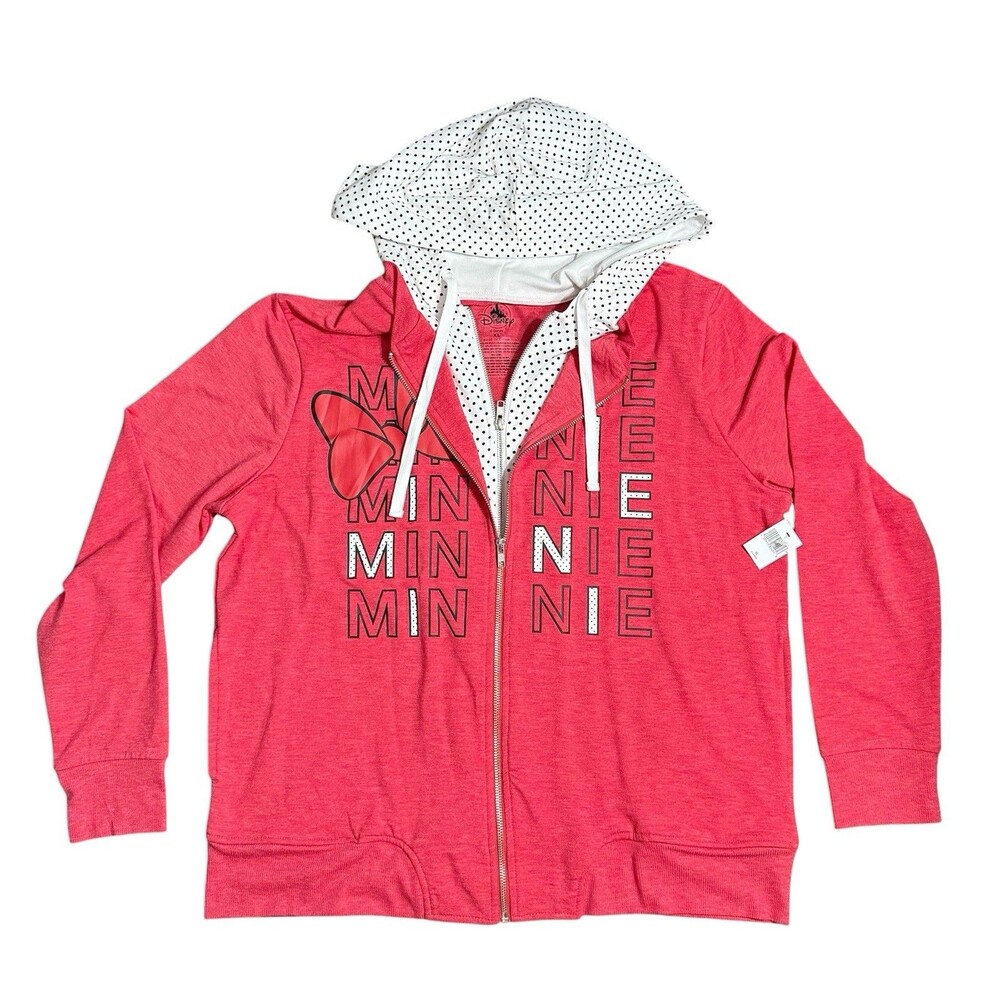 Disney Parks Double Full Zip Hoodie Layered Minnie Mouse Red XL
